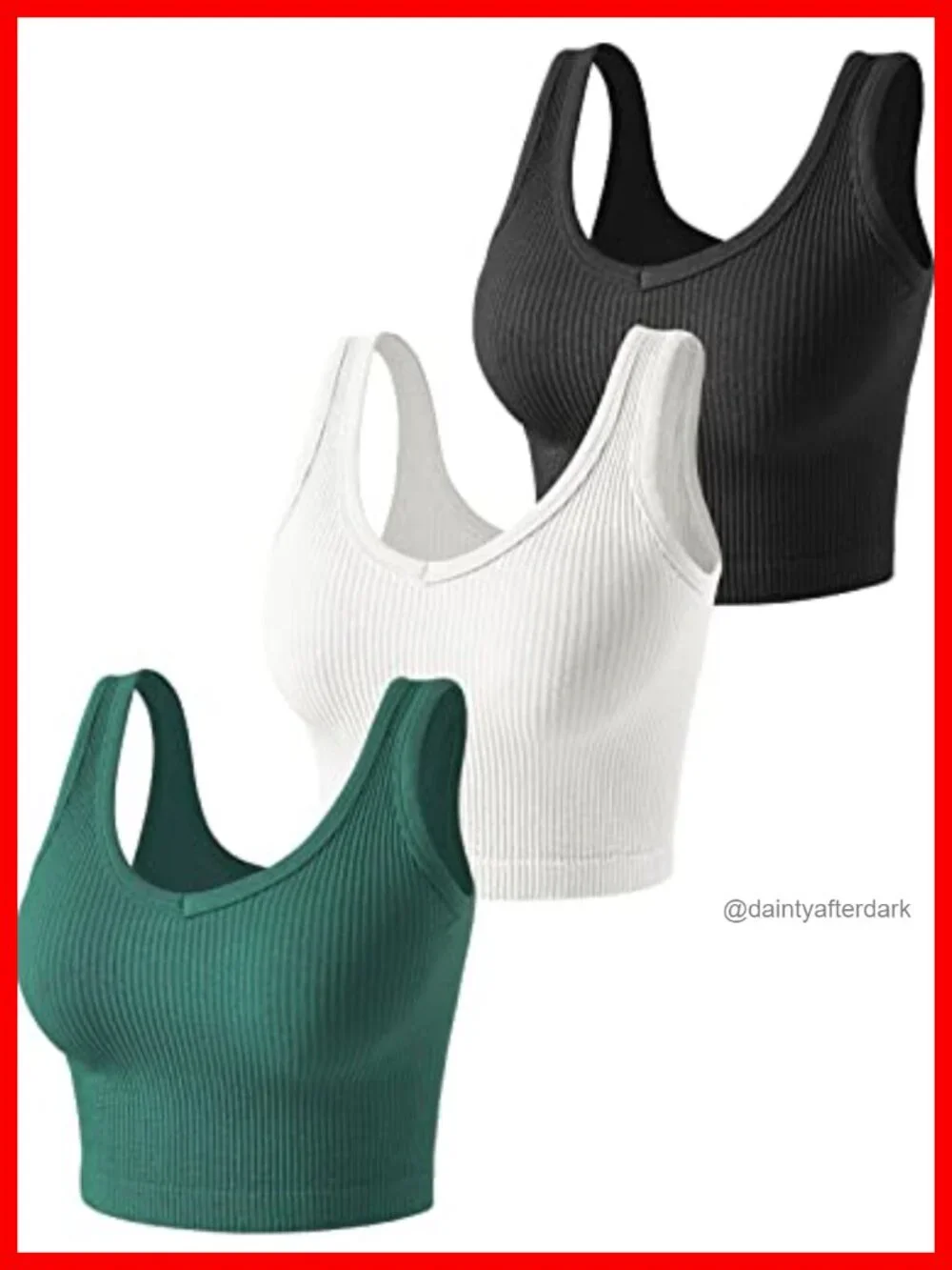 3 Pack Ribbed Crop Tank Tops Seamless Sleeveless V-Neck Summer Tops